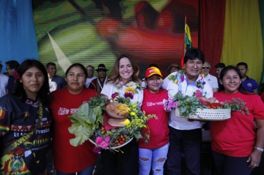 Victoria Tolosa Paz y Evo Morales unidos por la integración, el trabajo y la producción