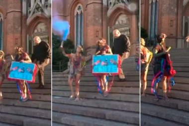 Un cura pateó a una chica que estaba festejando en la Catedral de La Plata