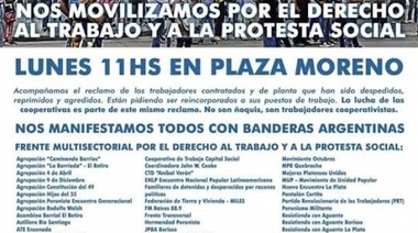 El kichnerismo platense convoca a una marcha para el lunes