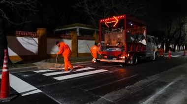 Operativo de demarcación vial en Vicente López