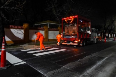 Operativo de demarcación vial en Vicente López