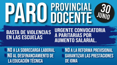 Docentes bonaerenses paran el martes en reclamo de mejores salarios